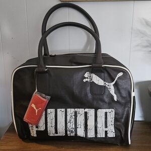 Puma Vintage Brown and White Logo Duffel Satchel